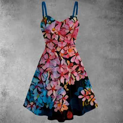 “Pink India Hawthorn” Women's Spaghetti Strap Dress