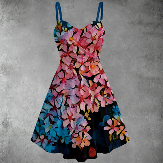 “Pink India Hawthorn” Women's Spaghetti Strap Dress