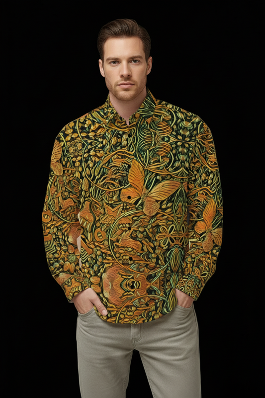 “Gilded Maze” Men's Slim Fit Long Sleeve Shirt