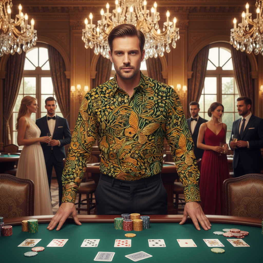 “Gilded Maze” Men's Slim Fit Long Sleeve Shirt