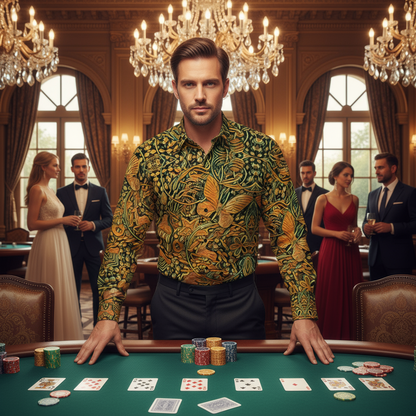 “Gilded Maze” Men's Slim Fit Long Sleeve Shirt