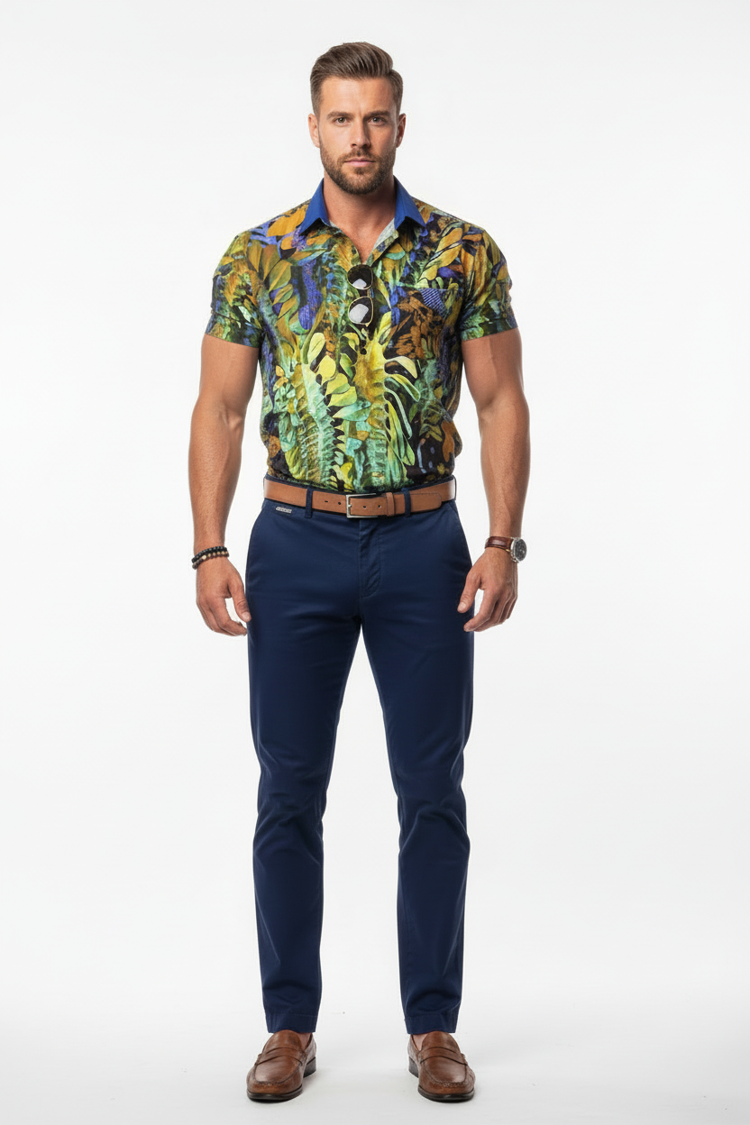 ‘Spotlight Fern” Unisex Collared Shirt|115GSM Cotton poplin