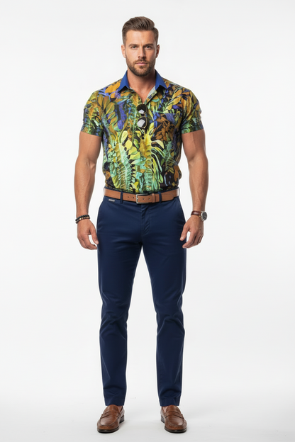 ‘Spotlight Fern” Unisex Collared Shirt|115GSM Cotton poplin
