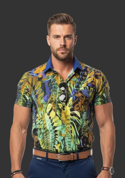 ‘Spotlight Fern” Unisex Collared Shirt|115GSM Cotton poplin