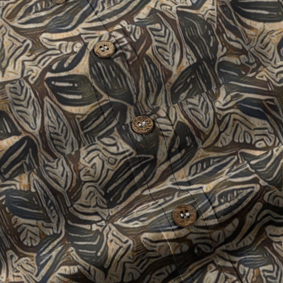 “Woodland Veins “ Men's Casual Lapel Long Sleeve Shirt|125GSM Cotton