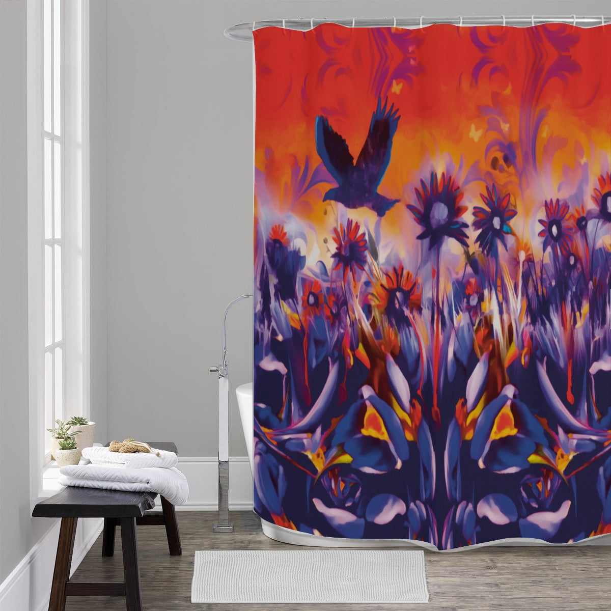 “Sunset Flight” Shower Curtains 150（gsm）