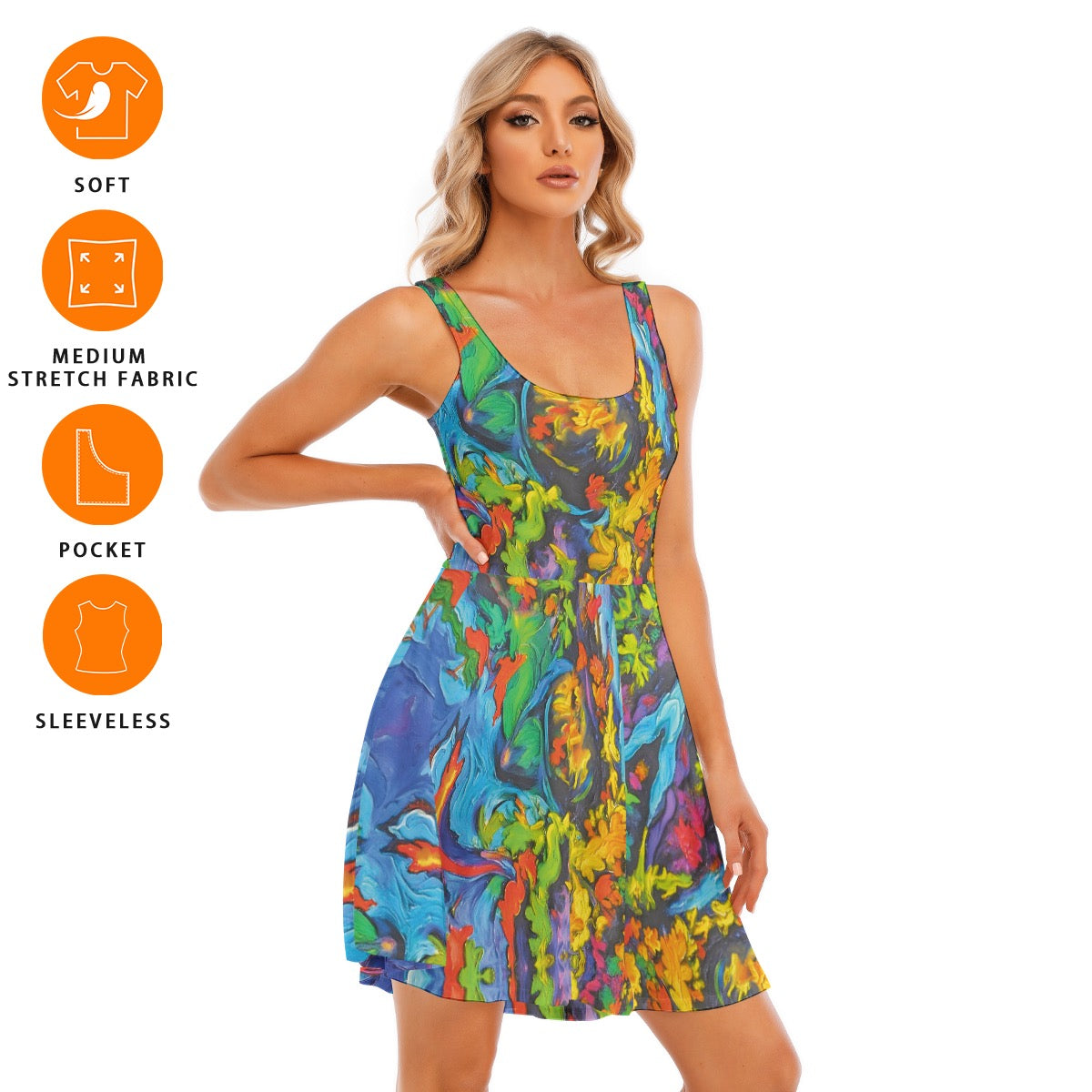 “Springtime Impasto” Women's Tank Vest Dress
