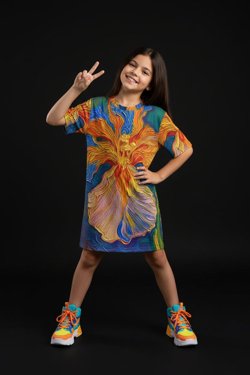 “Iris” Children's Round Neck T-Shirt|145GSM Birdseye