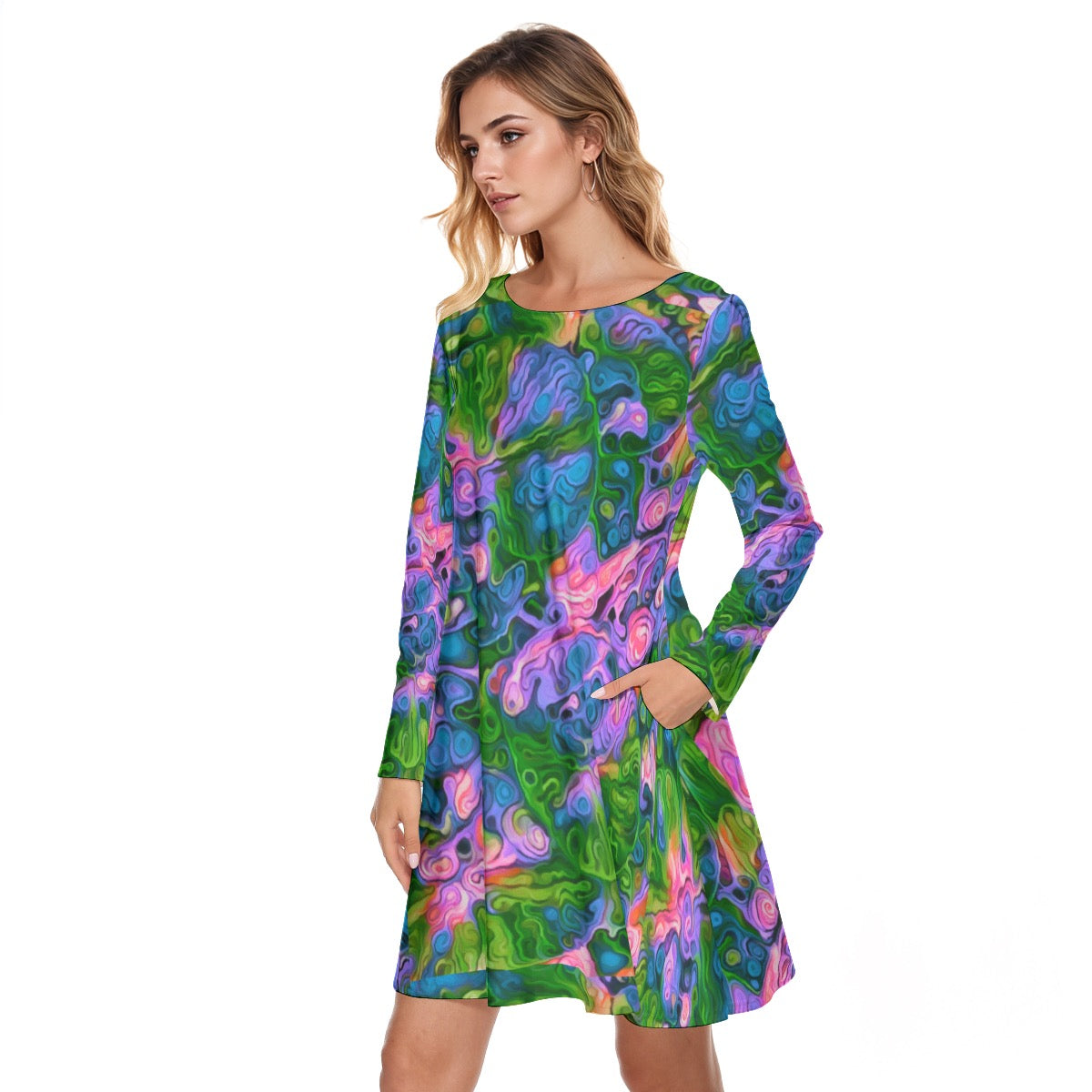 “Wonderweave” Women's Round Neck Dress|190GSM Cotton