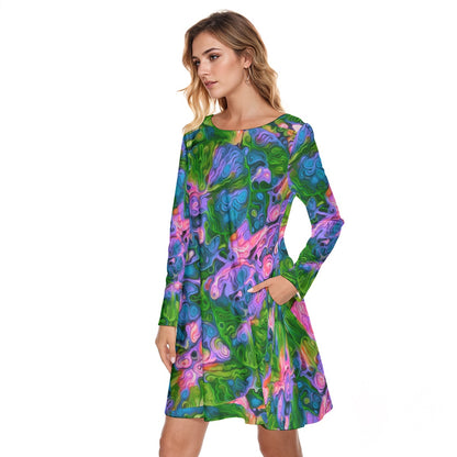 “Wonderweave” Women's Round Neck Dress|190GSM Cotton