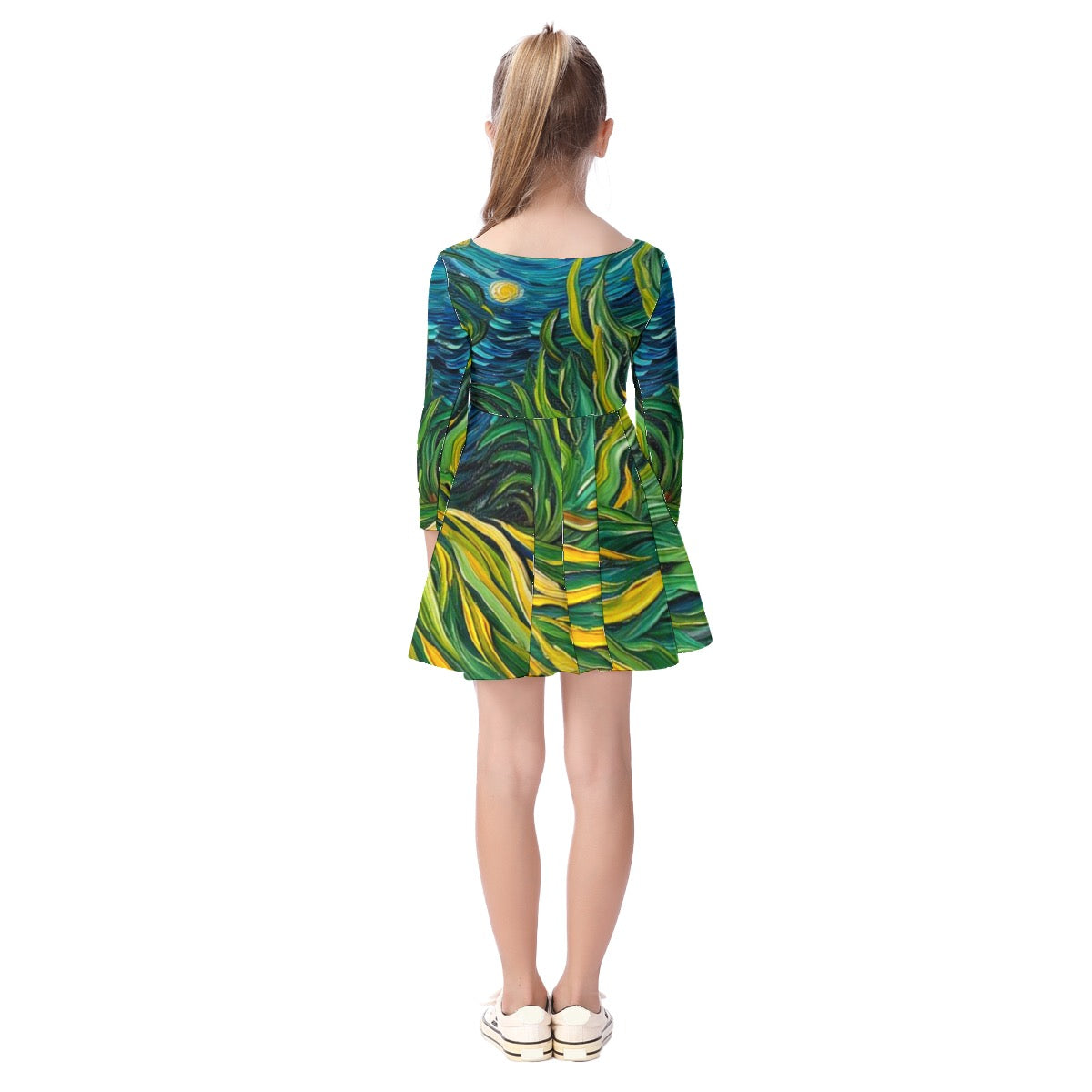“Vincent Through the Seagrass” Kid's Long Sleeve Dress