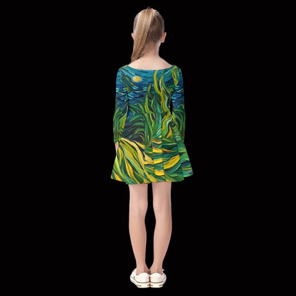 “Vincent Through the Seagrass” Kid's Long Sleeve Dress