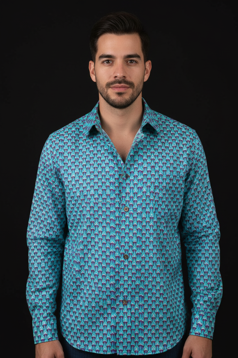 “Bluetooth” Men's Casual Lapel Long Sleeve Shirt|125GSM Cotton