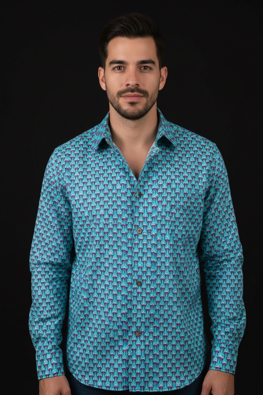 “Bluetooth” Men's Casual Lapel Long Sleeve Shirt|125GSM Cotton