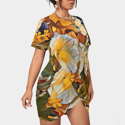 “Solara” Women’s Stacked Hem Dress With Short Sleeve（Plus Size）