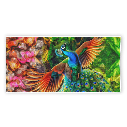 “Peacock Flight” Rectangular Beach Towel