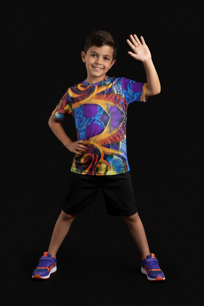 “Colour Vortex” Children's Round Neck T-Shirt|145GSM Birdseye