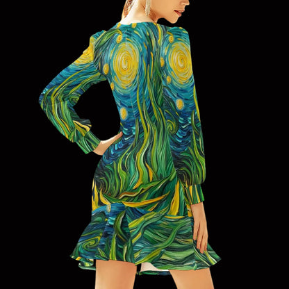 “Vincent Through the Seagrass” Women's Ruffle Hem Skinny Dress