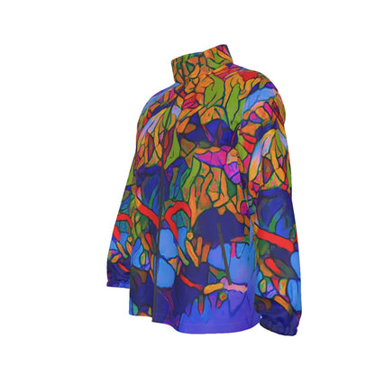 “Cerulean Spectrum” Men's Stand-up Collar Zip-up Windproof Jacket