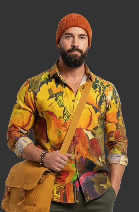Men's Casual Lapel Long Sleeve Shirt|125GSM Cotton