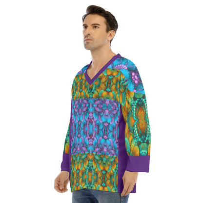 “Jewel Cascade” Men's V-neck Ice Hockey Jersey