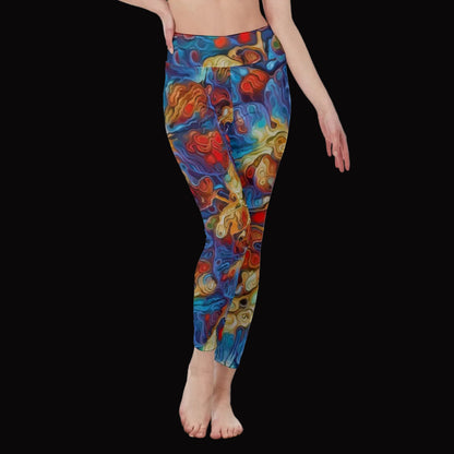 “Marbled Tides II” Women's High Waist Leggings | Side Stitch Closure
