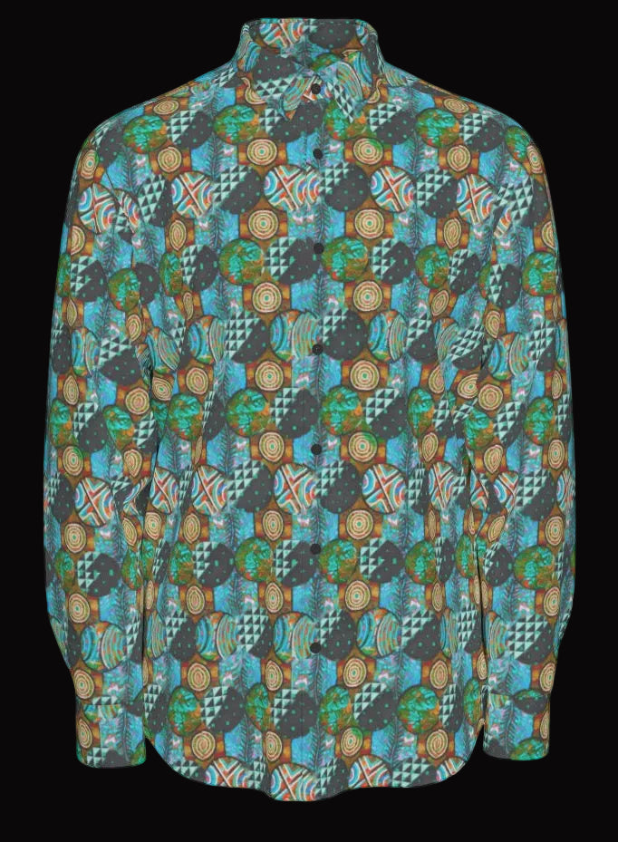 “Munjarii Green”  Men's Long Sleeve Shirt | 115GSM Cotton poplin