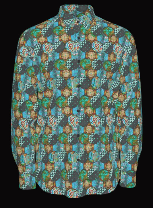 “Munjarii Green”  Men's Long Sleeve Shirt | 115GSM Cotton poplin