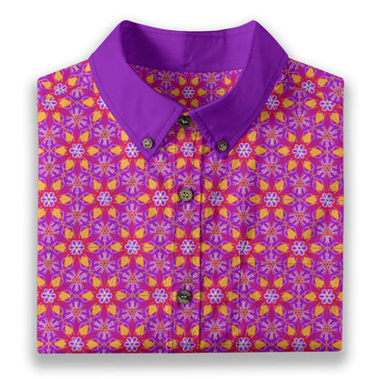 “Fuchsia Fiesta” Men's Breathable Cotton Shirt|125GSM