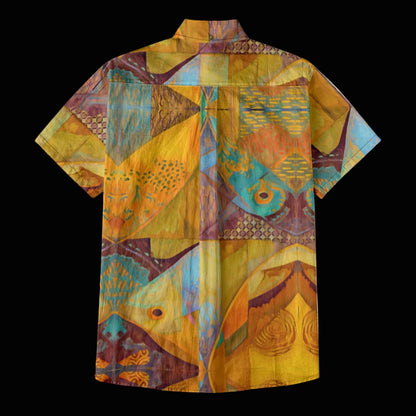 “Aqua Landscape” Men's Breathable Cotton Shirt|125GSM