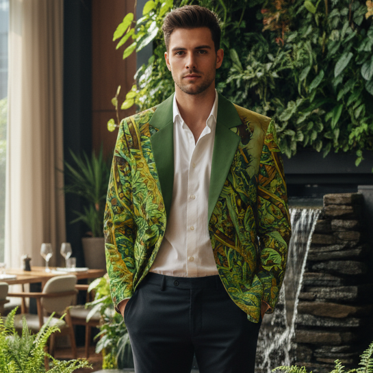 “Nephrite”  Casual Flat Lapel Collar Blazer | 245GSM Cotton