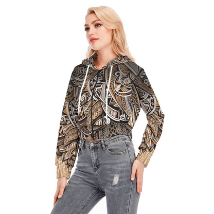 “Earthen Echoes” Crop Top Hoodie With Zipper Closure