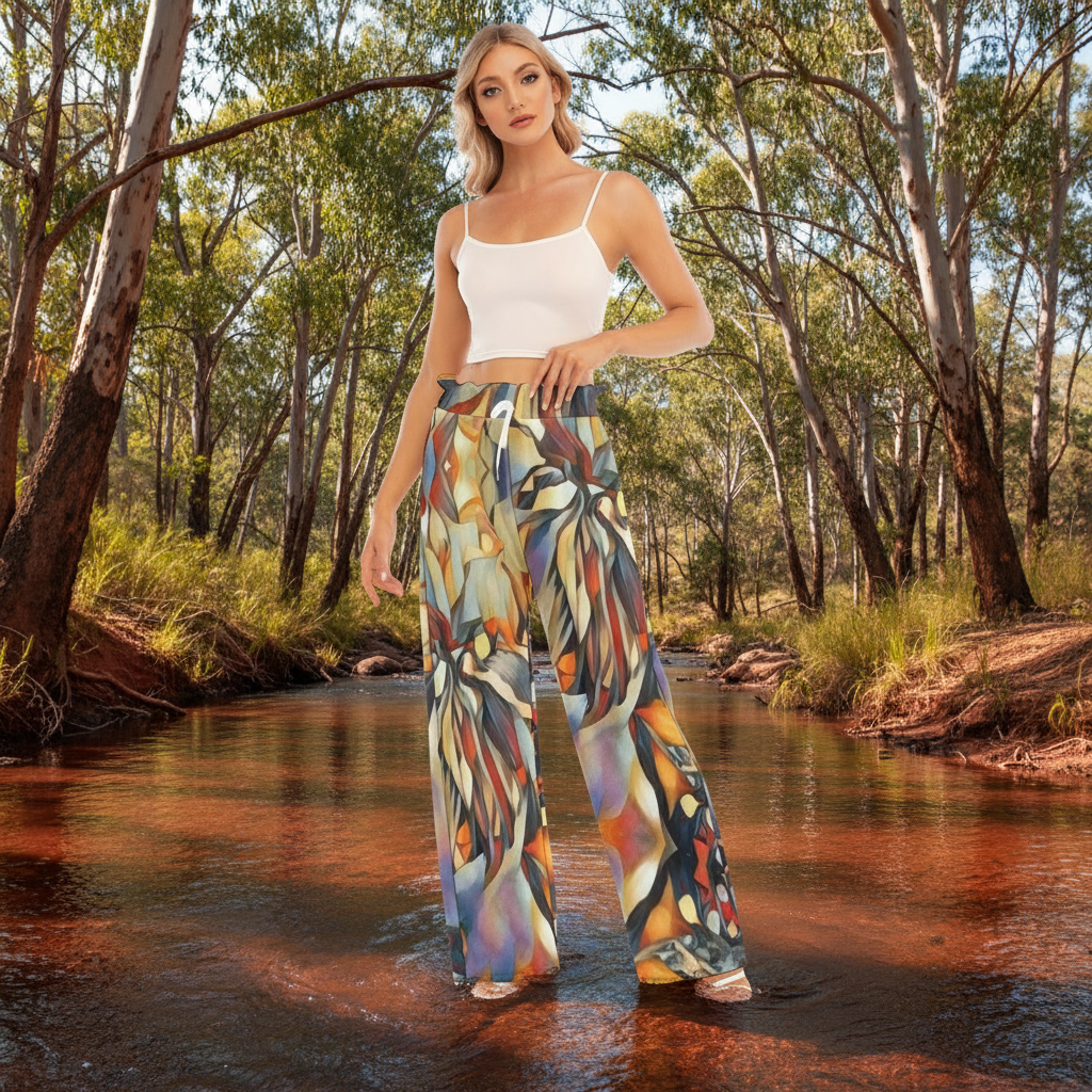 “Outback Hues “ Women's Waist Fungus Edge Wide-leg Pants