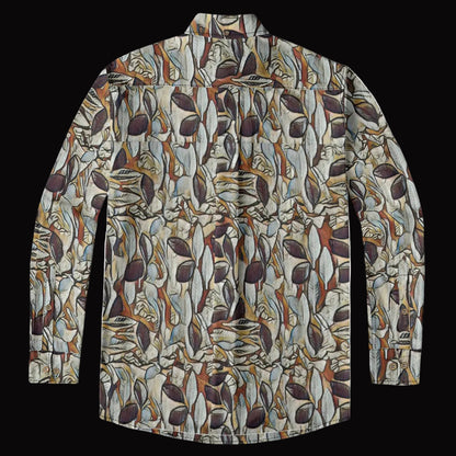 “Fragmented Foliage” Men's Casual Lapel Long Sleeve Shirt|125GSM Cotton