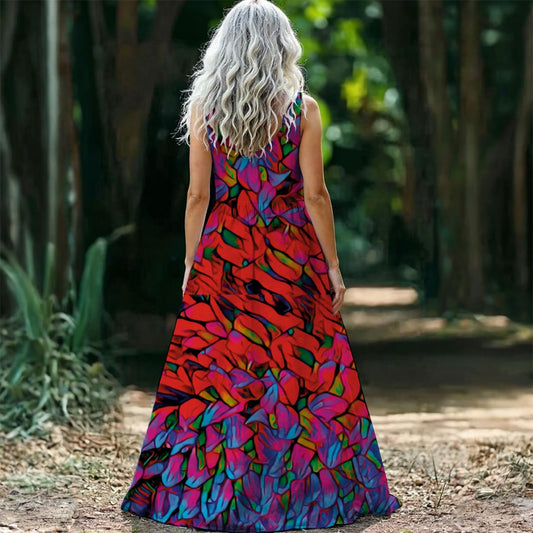 “Chrysanthemum” Women’s Sleeveless Maxi Dress