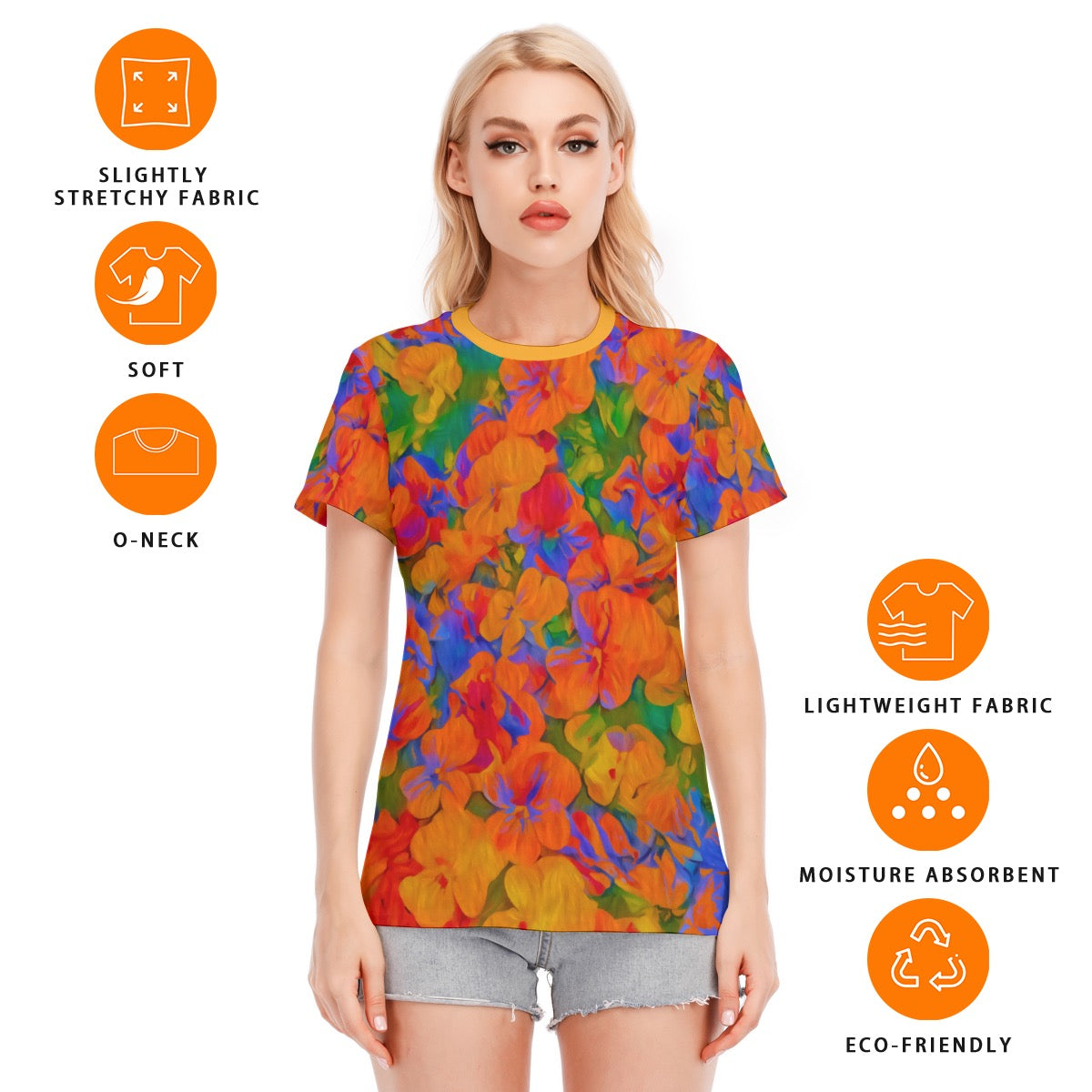 “Colour Garden”  Women's Round Neck T-Shirt | 190GSM Cotton