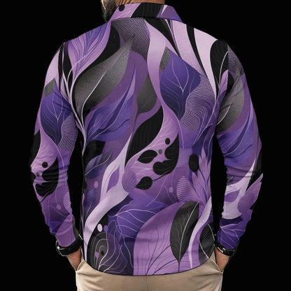 “Tangled Lilac” Men's Polo Shirt With Long Sleeve