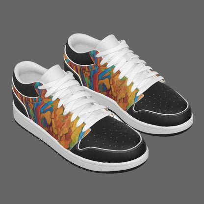 “Gilded Pathways” Men's Low State Leather Stitching Shoes