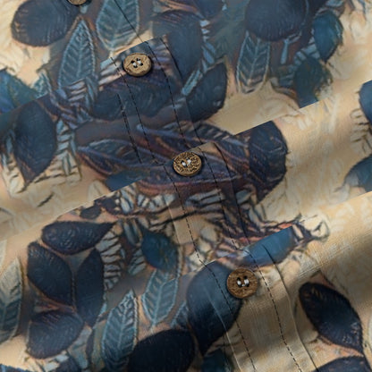 “Azure Grove”  Men's Casual Lapel Long Sleeve Shirt|125GSM Cotton