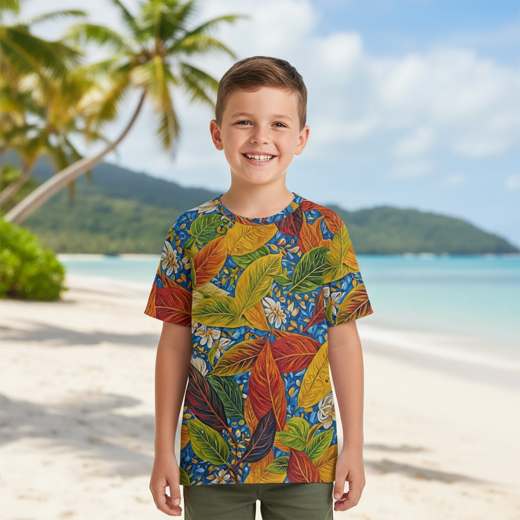 “Botanical Rhapsody” Children's Round Neck T-Shirt|145GSM Birdseye
