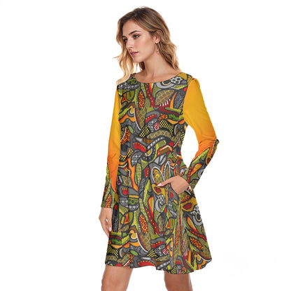 “Zedomina” Women's Round Neck Dress|190GSM Cotton