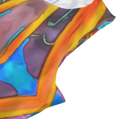 “Electric Bloom” Women's Chiffon Sleeveless Dress