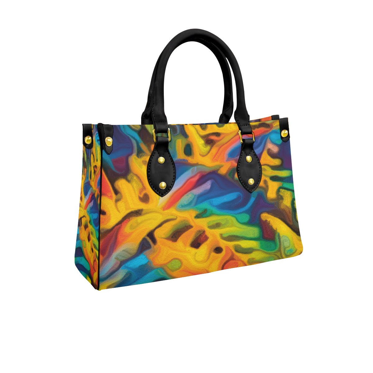 “Rainbow Fernery” Women's Tote Bag With Black Handle