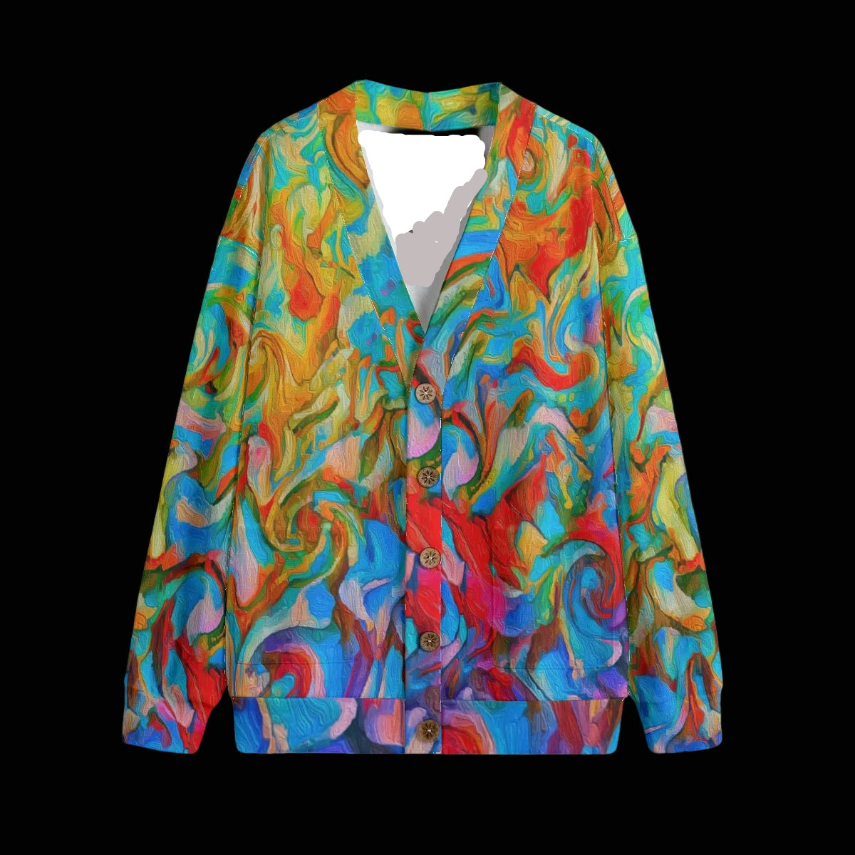 “Coober Pedy” Unisex V-neck Knitted Fleece Cardigan With Button Closure