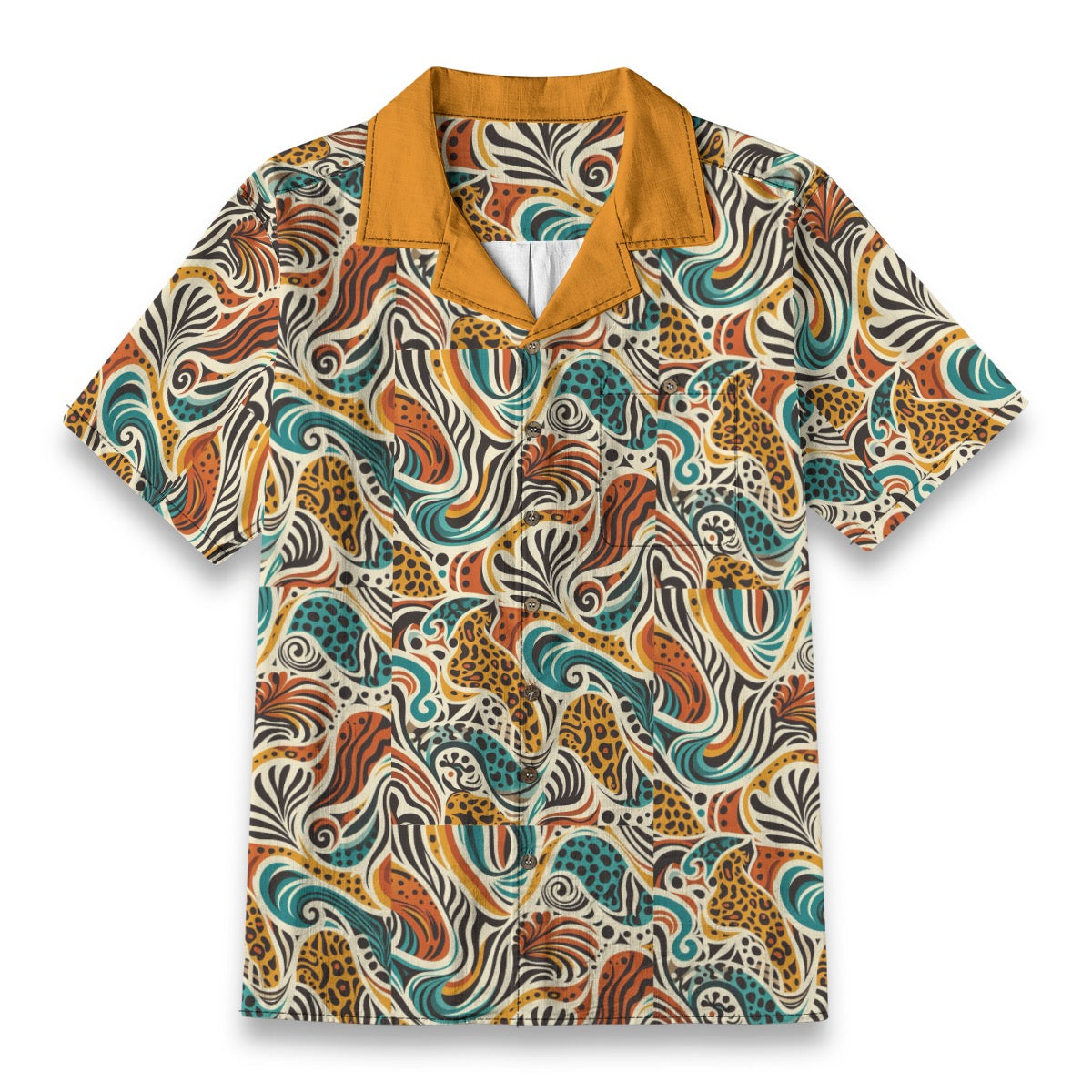 “Retro Vibes” Men's Casual Hawaiian Short Sleeve Shirt | 125GSM Cotton