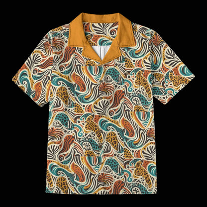 “Retro Vibes” Men's Casual Hawaiian Short Sleeve Shirt | 125GSM Cotton