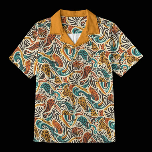“Retro Vibes” Men's Casual Hawaiian Short Sleeve Shirt | 125GSM Cotton