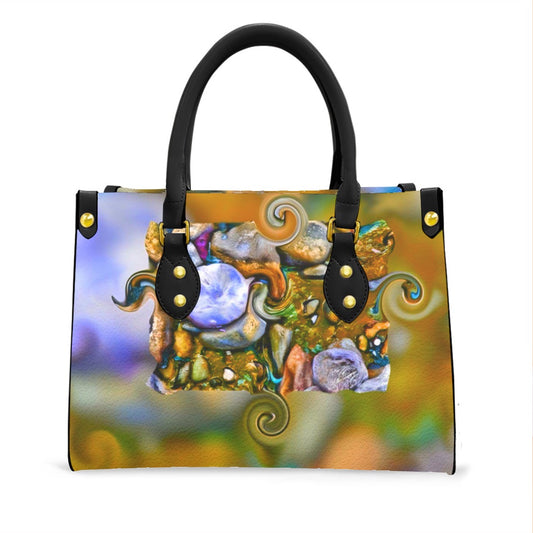 “River Stones” Women's Tote Bag With Black Handle