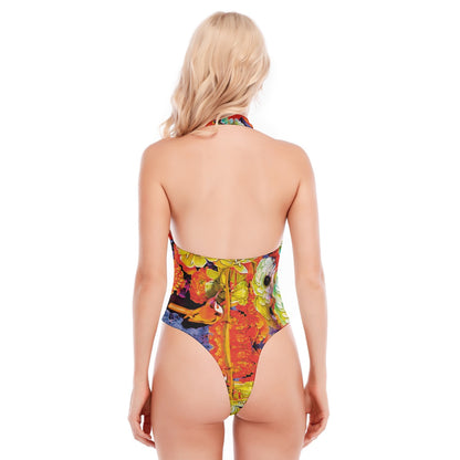 ‘Spinebill” Women's Backless V-neck Skinny Bodysuit