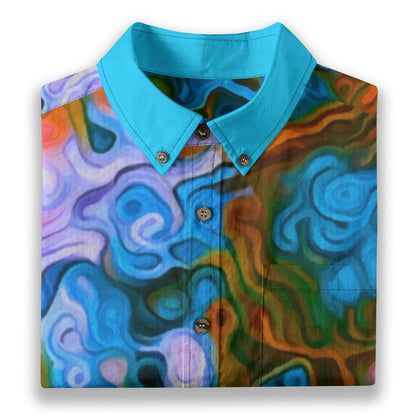 “Marbled Tides” Men's Breathable Cotton Shirt|125GSM